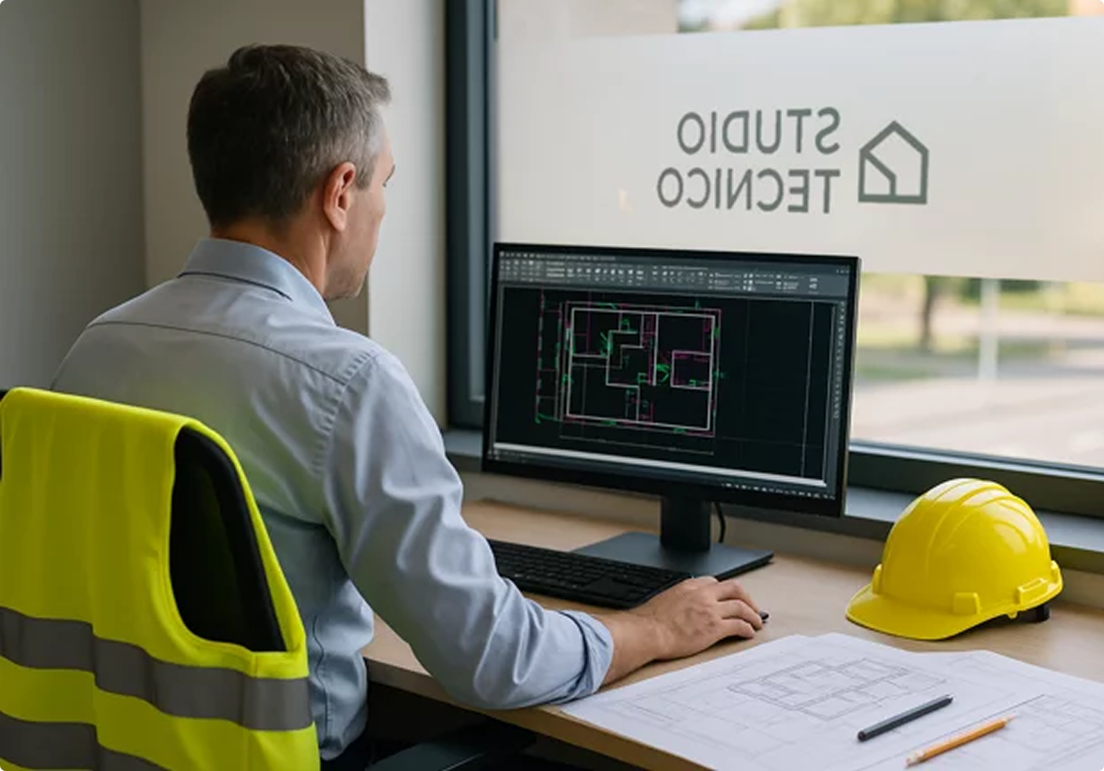 progettista civile al lavoro